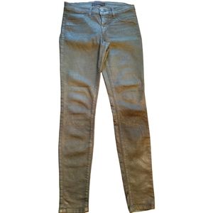 J. Brand Wax Coated Jeggings, Super Skinny, Dark Green Metallic, Size 26, NICE!!